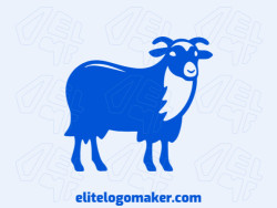 Abstract logo in the shape of a blue goat with creative design.