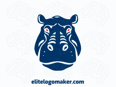 Un logotipo llamativo y abstracto con una cabeza de hipopótamo azul, diseñado con líneas suaves y una estética moderna para un impacto visual audaz.