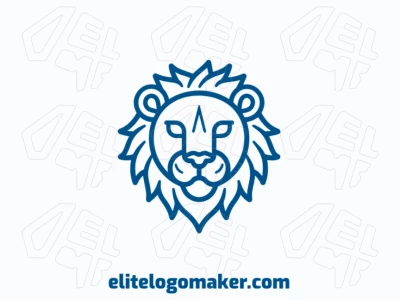 Una cabeza de león azul profesional, diseñada en estilo monoline, ofreciendo una apariencia limpia y elegante para un look moderno y sofisticado.