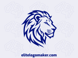 Abstract logo created with abstract shapes forming a blue lion with the color dark blue.