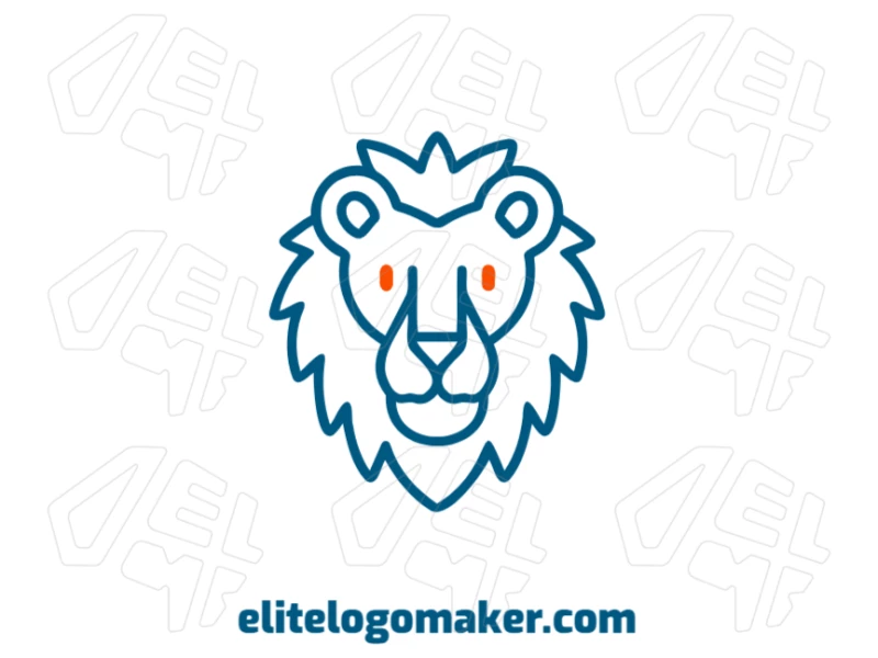 An editable animal logo featuring a blue lion with fine line design, offering flexibility to create a unique and dynamic brand identity.