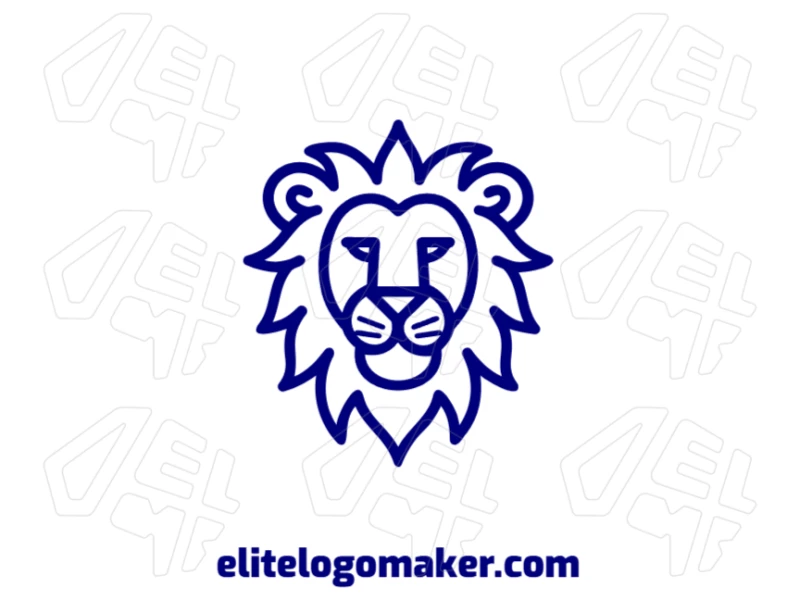 An excellent, minimalist design of a blue lion with a pleasant appearance, highlighting its calm and majestic presence.