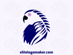With vibrant hues of blue and pink, this abstract logo captures the essence of a majestic blue macaw, showcasing its beauty and uniqueness in a visually captivating design.