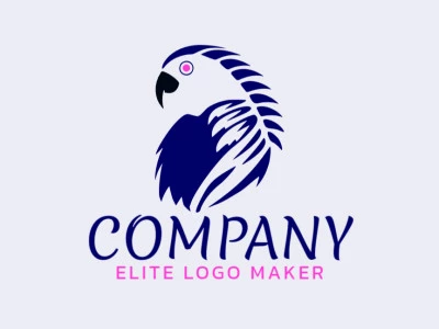 With vibrant hues of blue and pink, this abstract logo captures the essence of a majestic blue macaw, showcasing its beauty and uniqueness in a visually captivating design.