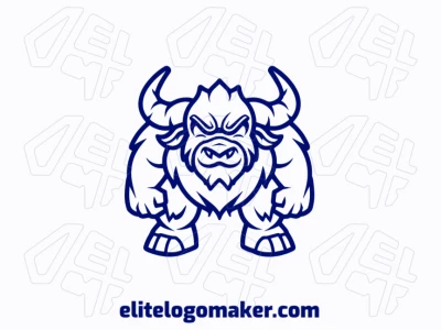 Um design de logo abstrato com a forma de um monstro azul e movimento dinâmico, criando uma impressão ousada e energética na criação e design de logos.