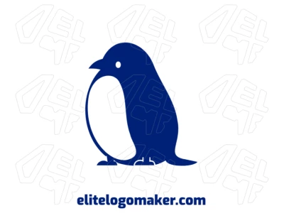 Um design minimalista de um pinguim azul, representando um estilo profissional e elegante.
