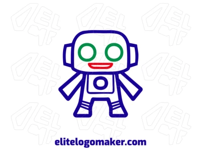 Logotipo abstracto y atractivo con un robot azul de estilo creativo, combinando innovación y estética moderna para una identidad de marca distintiva.