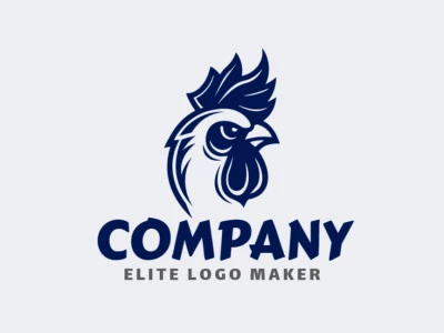 An abstract logo featuring a blue rooster, crafted with sleek shapes in a vector style to create a modern and dynamic brand identity.