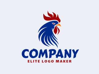 An illustrative blue rooster, blending tradition with modernity in a captivating logo design.
