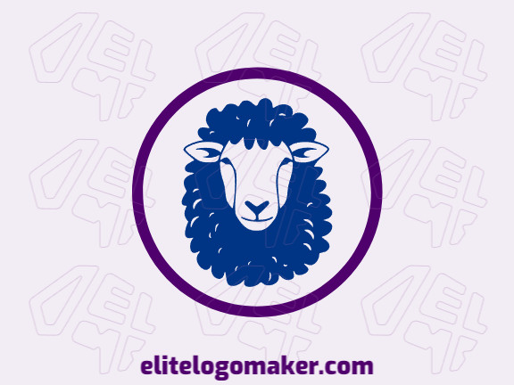 Modelo de logotipo para venda com a forma de uma ovelha azul, as cores utilizadas foi roxo e azul escuro.