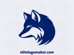 Ideal logo for different businesses in the shape of a blue Wolf with a simple style.