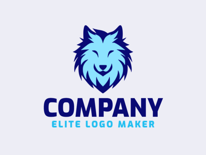 Ideia de logotipo animal com abordagens criativas formando um lobo azul.