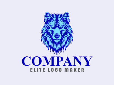Un logo simétrico que presenta un majestuoso lobo azul, simbolizando fuerza y unidad.