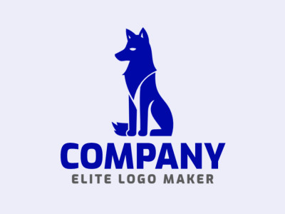Un logotipo elegante y profesional que presenta un lobo azul, encarnando un estilo animal.