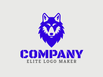 Un logotipo original y refinado con un lobo azul simétrico.