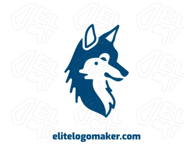 Uma imagem proeminente de um lobo azul em estilo mascote, projetada com linhas ousadas e detalhes dinâmicos para uma identidade visual marcante.