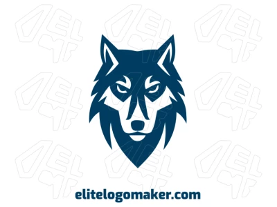 Uma imagem de lobo azul com design simétrico, perfeita para um logotipo de empresa que transmite força e profissionalismo.