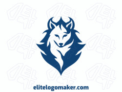 Abstract logo with solid shapes forming an wolf with a refined design and blue color.