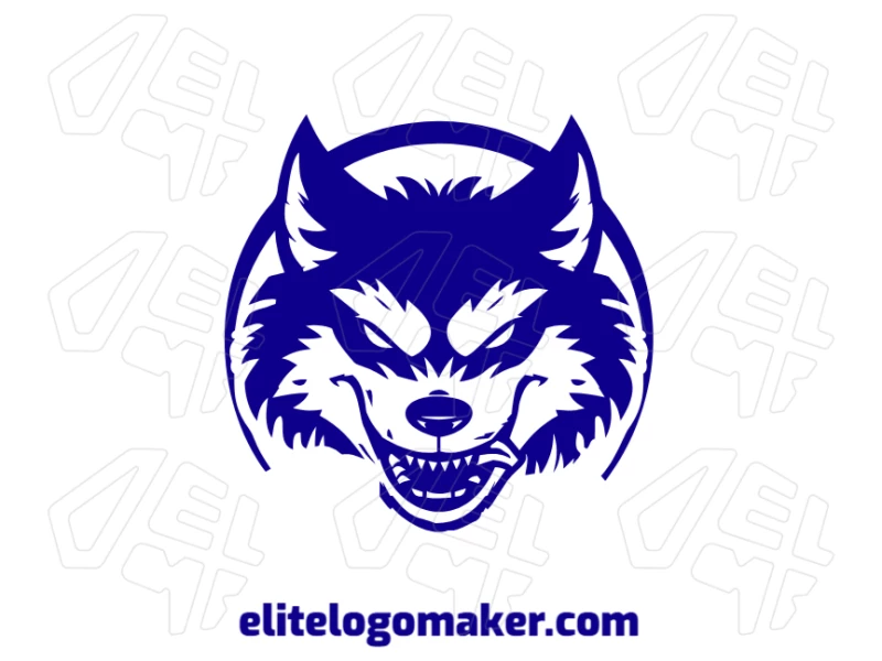 Um logo criativo com um lobo azul e design sofisticado, criado no estilo animal para transmitir força e elegância de forma moderna e impactante.