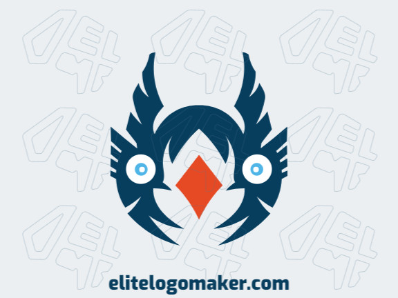 Create a logo for your company in the shape of a bluebird with an abstract style, with blue and orange colors.