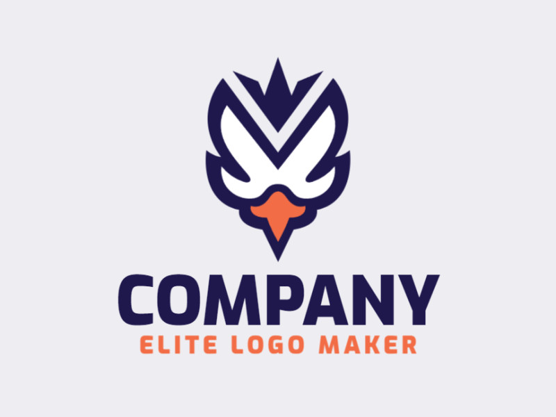 Logotipo criativo com a forma de um pássaro azul, com design refinado e estilo minimalista.