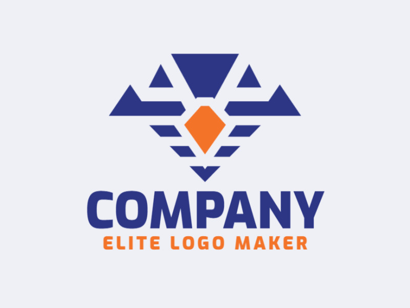 Logotipo profissional com a forma de um pássaro azul, com design criativo e estilo abstrato.