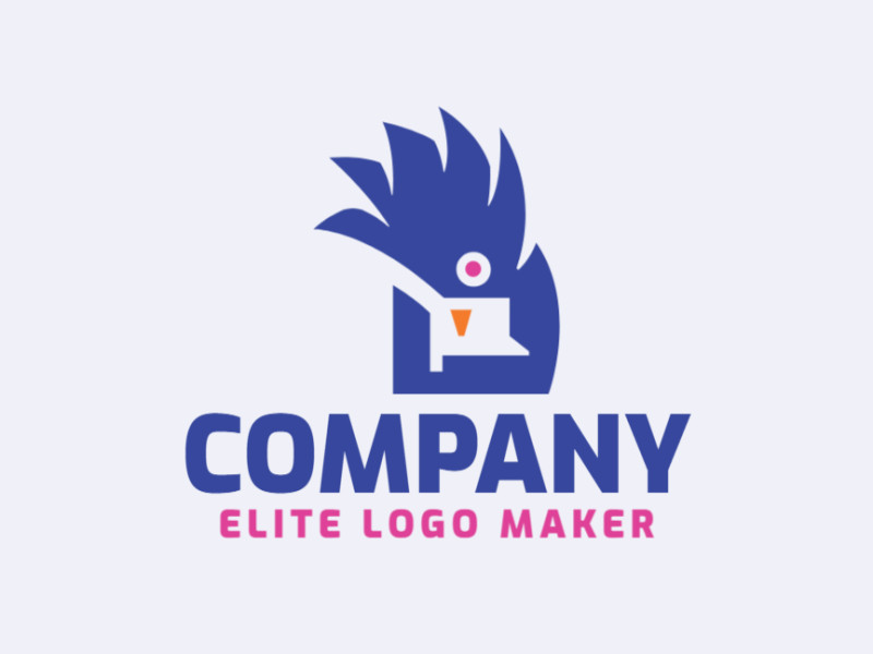 Logotipo profissional com a forma de um pássaro azul, com design criativo e estilo abstrato.