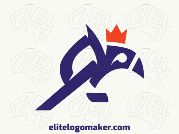 Logotipo com design criativo formando um pássaro azul com estilo abstrato e cores customizáveis.