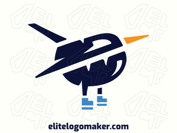Logotipo moderno com a forma de um pássaro azul com design profissional e estilo animal.