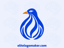Professional logo in the shape of a bluebird with a tribal style, the colors used were dark blue and dark yellow.