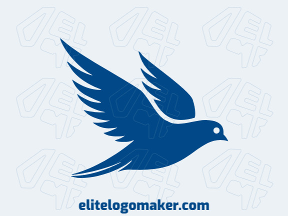 Logotipo com design criativo formando um pássaro azul com estilo pictórico e cores customizáveis.