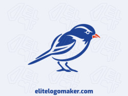 Um logotipo elegante e simples de um pássaro azul alça voo.