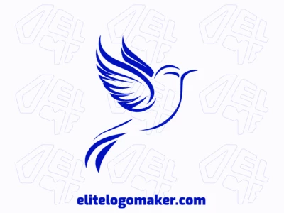 Simple logo with solid shapes forming a bluebird with a refined design and dark blue color.