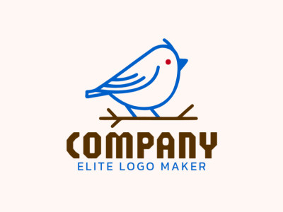 Un logotipo monolínea que presenta un pájaro azul, que combina a la perfección tonos azules y marrones para una identidad de marca refinada y elegante.