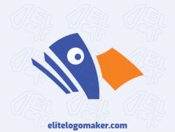 Simple logo created with abstract shapes forming a bluebird with blue and orange colors.
