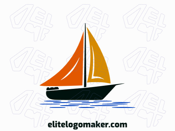 Crie um logotipo ideal para o seu negócio com a forma de um barco com estilo simétrico e cores customizáveis.