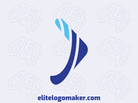 Creative logo in the shape of a boomerang, with memorable design and minimalist style, the color used is blue.