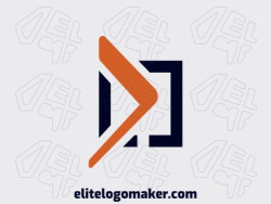 Simple and professional logo in the shape of a boomerang combined with brackets with a simple style, the colors used are black and orange.