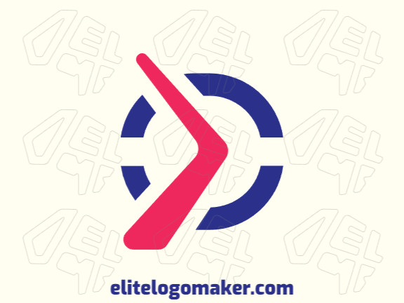 Vector logo in the shape of a boomerang with a minimalist style, with blue and red colors.