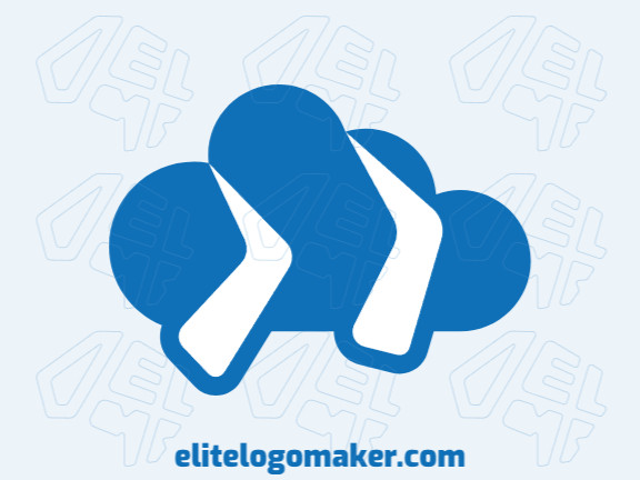 Simple logo with the shape of a cloud combined with two boomerangs with blue and white colors.