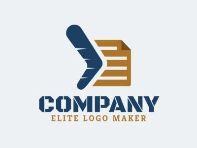 Logotipo ideal para diferentes negocios en forma de un bumerang combinado con un documento, con diseño creativo y estilo simple.