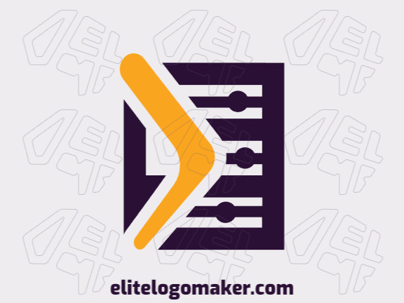 Logotipo criativo com a forma de um bumerangue combinado com um servidor, com design refinado e estilo minimalista.