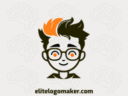 Logo in the shape of a boy with a orange color, this logo is ideal for different business areas.