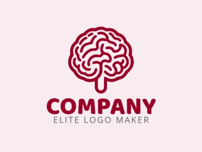 Simple logo composed of abstract shapes forming a brain with the color dark red.