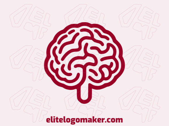 Simple logo composed of abstract shapes forming a brain with the color dark red.