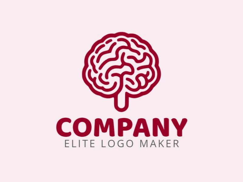 Simple logo composed of abstract shapes forming a brain with the color dark red.