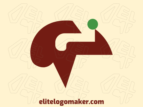 Customizable logo consisting of solid shapes and abstract style forming a brain with brown and green colors.