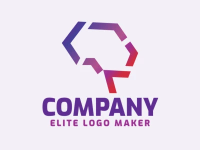 Cree un logotipo vectorial para su empresa en forma de un cerebro con un estilo gradiente, los colores utilizados son violeta y rosa.