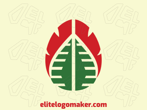 Professional logo in the shape of a brain combined with a leaf with symmetric style, the colors used was green and red.