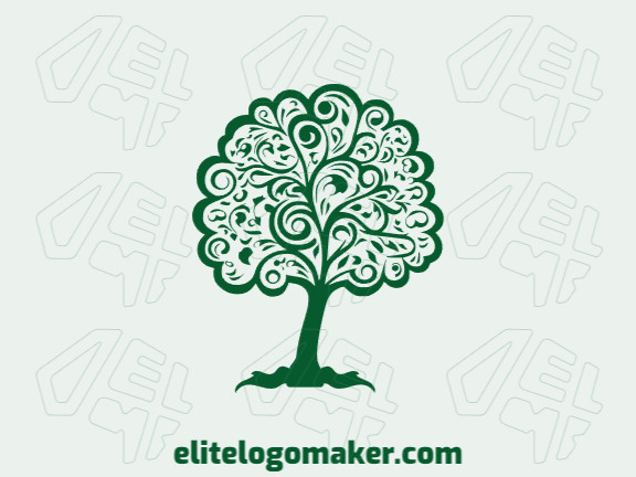 Ideal logo for different businesses in the shape of a brain tree with an illustrative style.